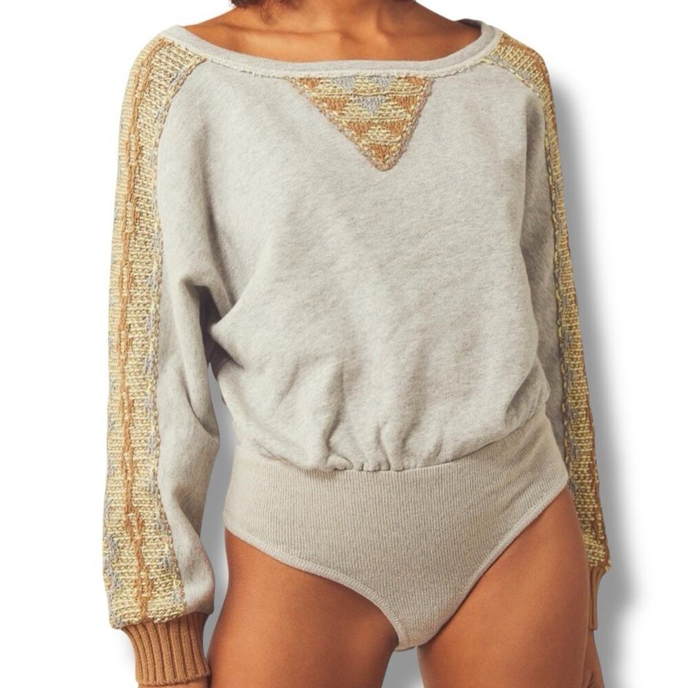 Intimately Free People Side Eye Sweater sweatshirt Bodysuit Small 100% cotton